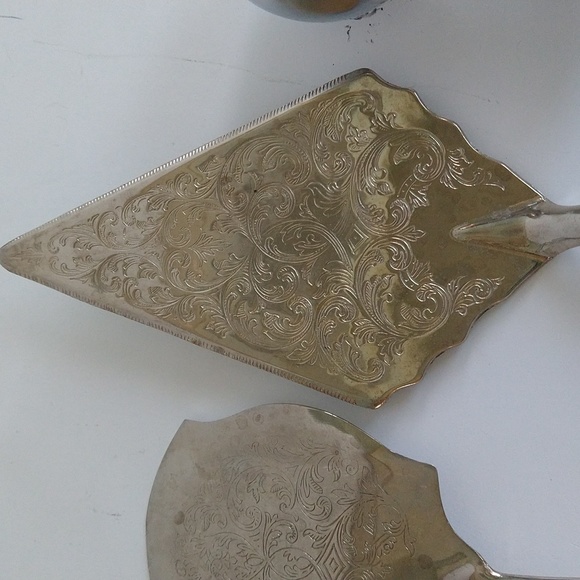 Vintage Raimond Silver Plate Serving Set Porcelain Floral Cake Ice Cream Cheese - Picture 4 of 6